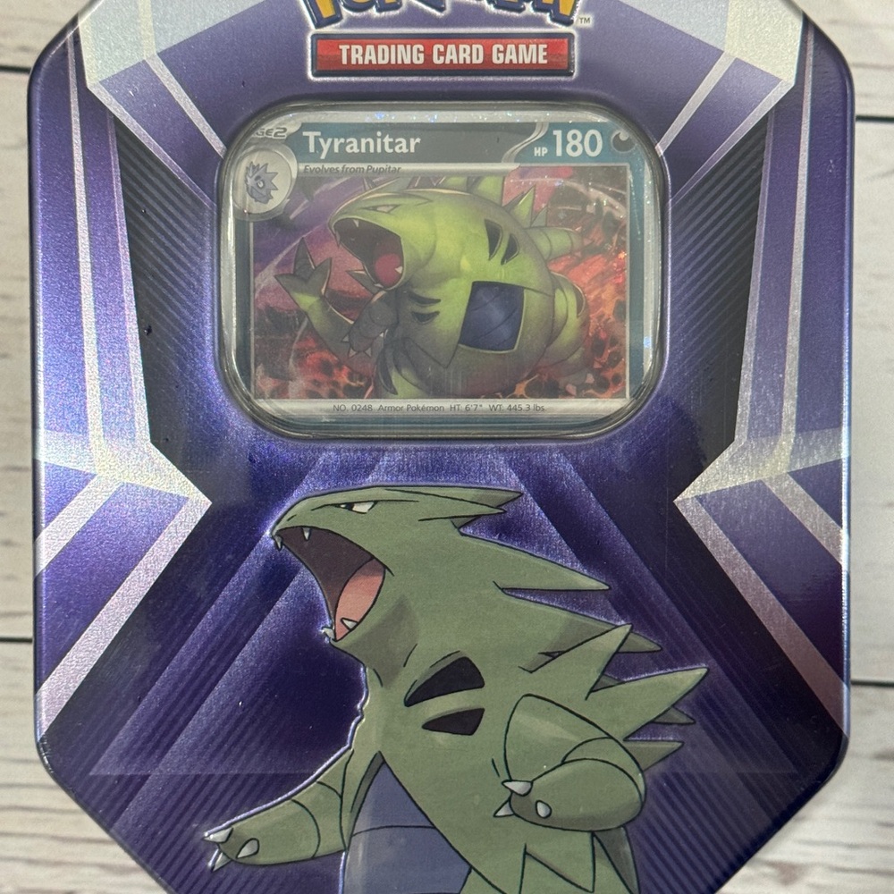 Pokemon Tyranitar Card “Triple Whammy” Tin. New and Factory Sealed